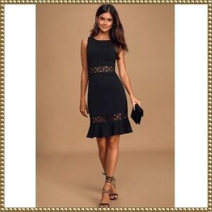 NWT Lulus Black Crochet Lace Cutout Sleeveless Dress Medium